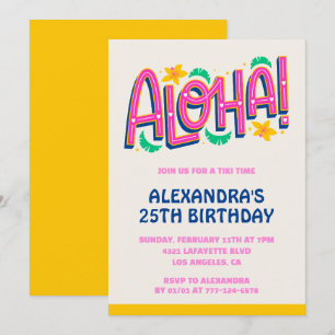 convites de aniversário de 25 anos Tropical Aloha 
