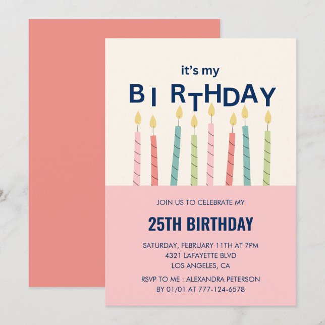 convites de aniversário de 25 anos Vela de Anivers (Frente/Verso)