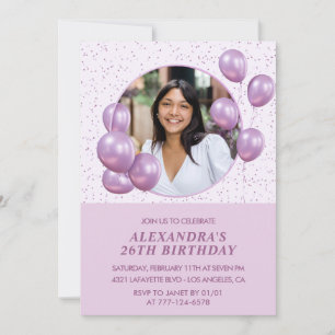convites de aniversário de 26 anos Balões Foto Rox