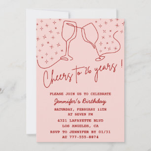 Convites de aniversário de 26 anos Elegant Pink Sa