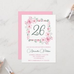 Convites de aniversário de 26 anos elegantes Flora