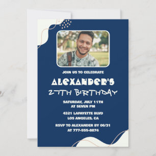 Convites de aniversário de 27 anos homens Simples