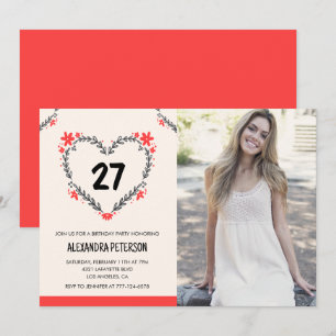 convites de aniversário de 27 anos para ela Floral