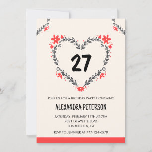 convites de aniversário de 27 anos para ela floral