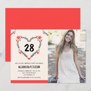 convites de aniversário de 28 anos para ela Floral