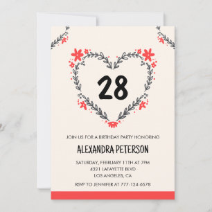 convites de aniversário de 28 anos para ela floral