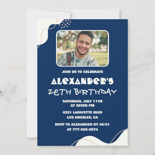 Convites de aniversário de 28 anos simples para Ho (Frente)