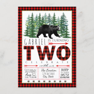 Convites de Aniversário de 2 anos do Urso Lenhador