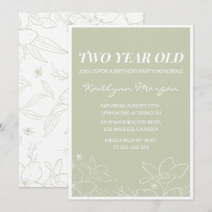 Convites de aniversário de 2 anos elegantes Floral