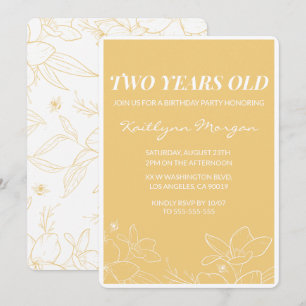 Convites de aniversário de 2 anos modernos Floral 