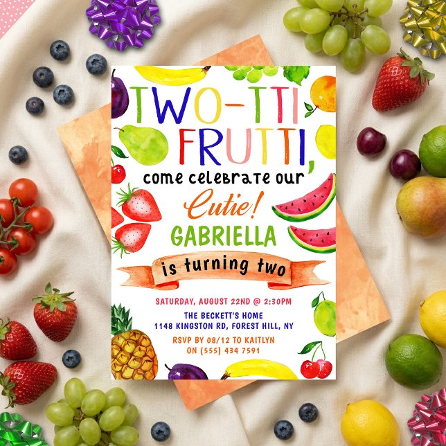 Convites de Aniversário de 2 anos Two-tti Frutti (Criador carregado)