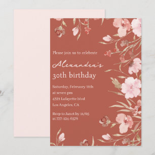 convites de aniversário de 30 anos Boho Floral Chi