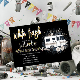 convites de aniversário de 30 anos de lixo branco
