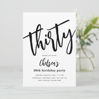 Convites de aniversário de 30 anos minimalista | 3