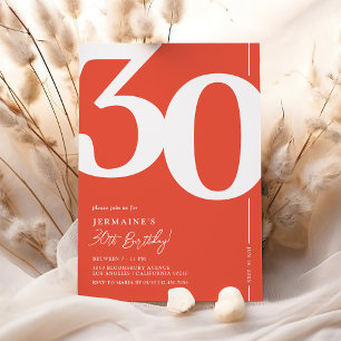 Convites de Aniversário de 30 Anos Vermelho Laranj