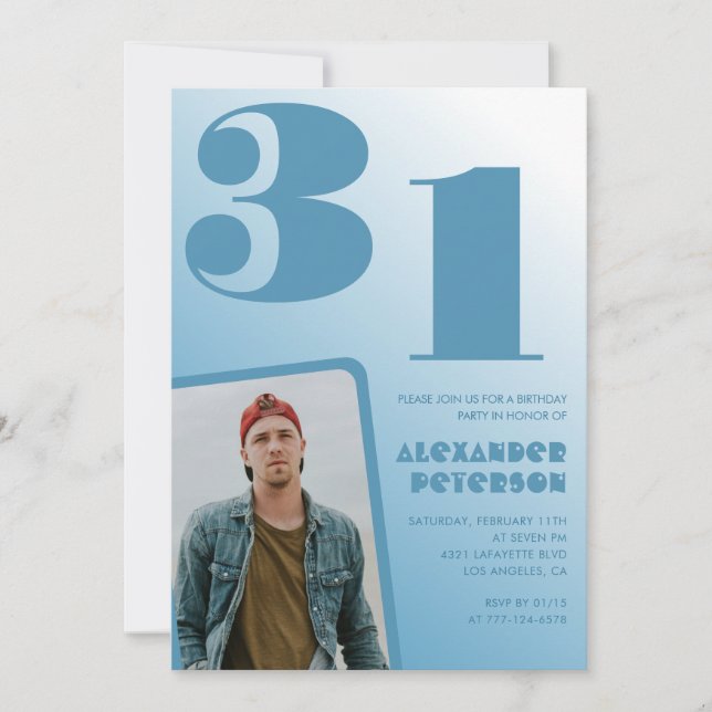 Convites de aniversário de 31 anos com gradiente a (Frente)