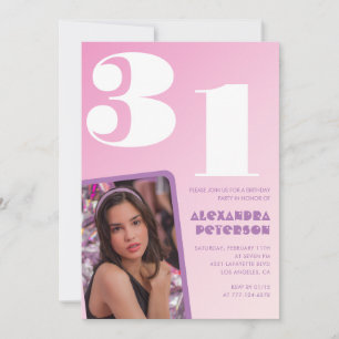 Convites de aniversário de 31 anos cor-de-rosa Fot