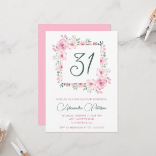 Convites de aniversário de 31 anos Elegantes Flora
