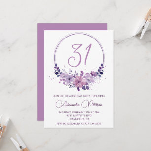 Convites de aniversário de 31 anos elegantes Flora