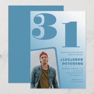 Convites de aniversário de 31 anos gradiente azul 