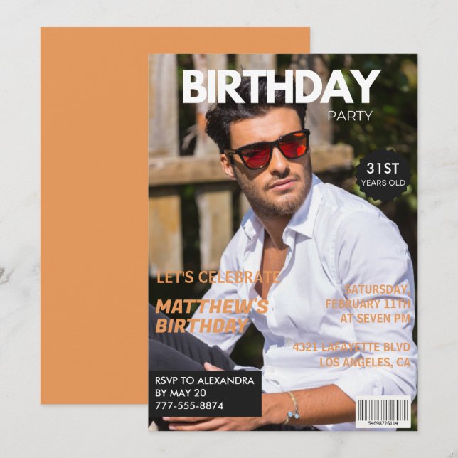 convites de aniversário de 31 anos para ele Capa d (Frente/Verso)