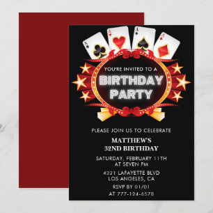 Convites de aniversário de 32 anos Casino Poker pa