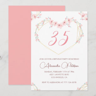 convites de aniversário de 35 anos Boho Floral Ele