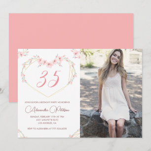 convites de aniversário de 35 anos Boho Floral Pho