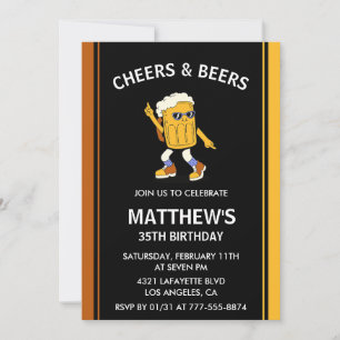 convites de aniversário de 35 anos Cheers e Beers 