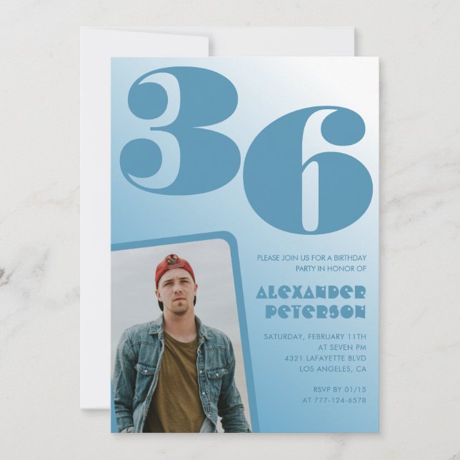 Convites de aniversário de 36 anos com gradiente a (Frente)