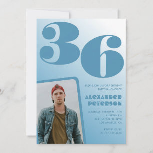 Convites de aniversário de 36 anos com gradiente a