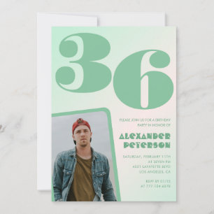 Convites de aniversário de 36 anos gradiente verde