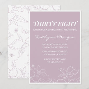 Convites de aniversário de 38 anos Floral Moderno