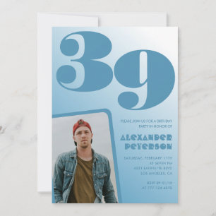 Convites de aniversário de 39 anos com gradiente a