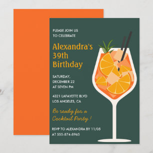 Convites de aniversário de 39 anos de Cocktail Mod