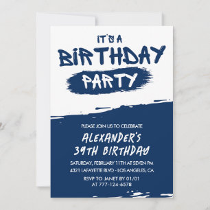 Convites de aniversário de 39 anos Navy Blue para