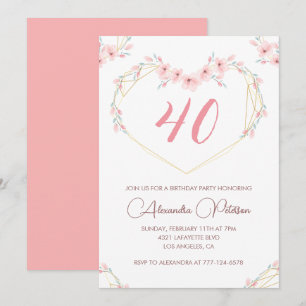 convites de aniversário de 40 anos Boho Floral Ele