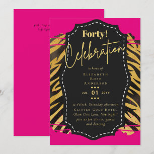 Convites de Aniversário de 40 Anos Brilho Glamour