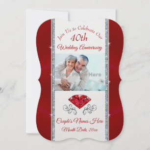 Convites de Aniversário de 40 Anos de Casamento Ru