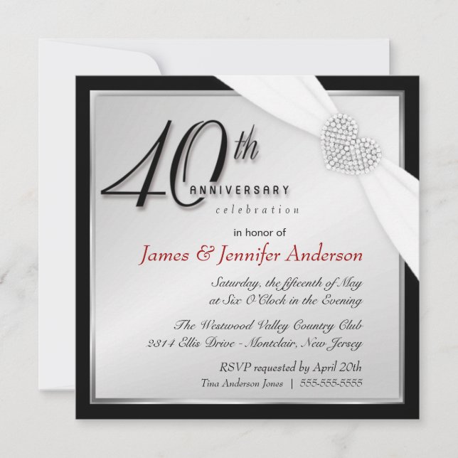 Convites de Aniversário de 40 Anos Elegantes (Frente)