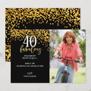 Convites de Aniversário de 40 anos Gold 40 & Fabul