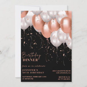 Convites de aniversário de 40 anos preto Balão Gla