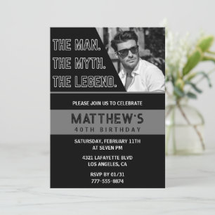 Convites de aniversário de 40 anos pretos O Homem 