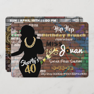 Convites de aniversário de 40 Hip Hop Shorty {5x7}