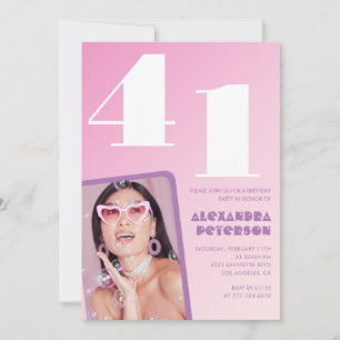 convites de aniversário de 41 anos rosa Foto Retro