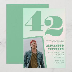 Convites de aniversário de 42 anos gradiente verde