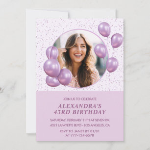 convites de aniversário de 43 anos Balões Foto Rox