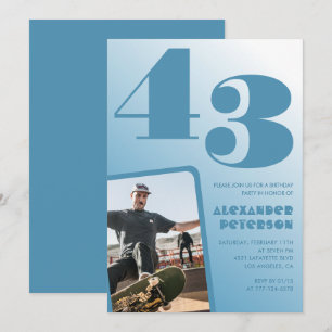 Convites de aniversário de 43 anos com gradiente d