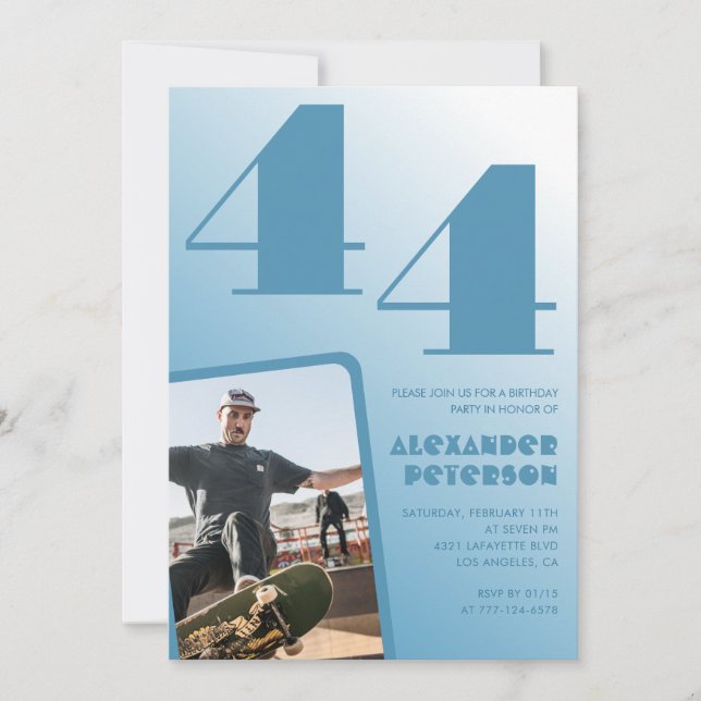 Convites de aniversário de 44 anos com gradiente a (Frente)