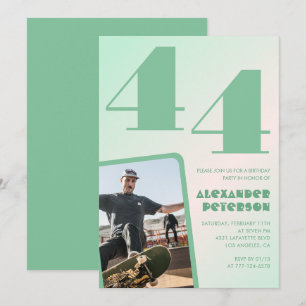 Convites de aniversário de 44 anos gradiente verde